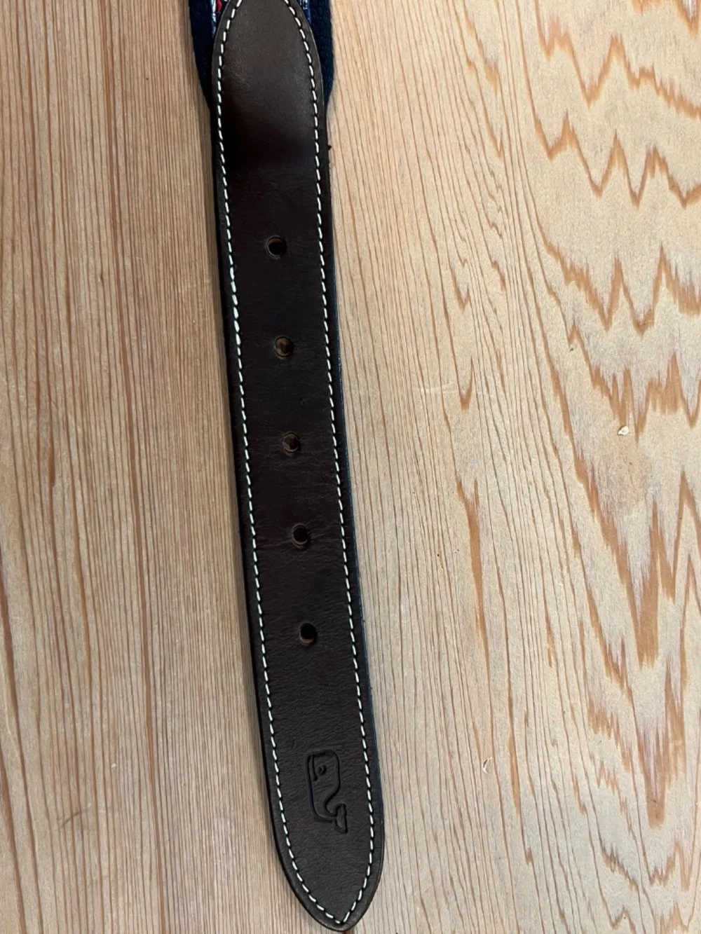 Vineyard Vines Size 32 Classic Whale Canvas Club Men's Belt Navy Leather